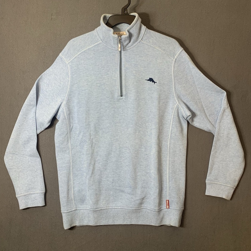 Tommy Bahama Tobago Bay Sweatshirt Mens S Blue 1/4 Zip Pullover Casual Fall Golf